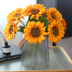Tournesols Artificiels en Soie Haute Simulation pour Décoration Mariage et Maison, Tige Unique, Orange, Jaune, Rouge, Blanc, Marron - Product Image 1