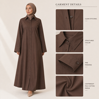 Robe chemise longue boutonnée en popeline de coton poly, mode modeste, fabricant OEM ODM pour marque privée