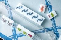 Jeu de Mahjong de Luxe de Style Chinois Traditionnel avec Tuiles en Acrylique Sculptées Poisson Koi & Pivoine, Cadeau Idéal