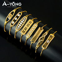 Bracelet jonc ajustable en laiton plaqué or avec zircon, design unique, pour femme - Meilleure vente