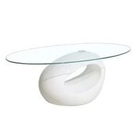 Table basse ovale avec plateau en verre Base moderne en PRF Table d'appoint Meubles d'hôtel de salon Table à thé en verre Goutte d'eau