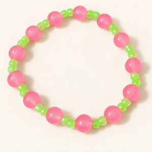 Pulsera de Cuentas Coloridas con Perlas de Imitación, Abalorios Rosados y Verdes, Accesorio de Moda para Mujer - Product Image 6