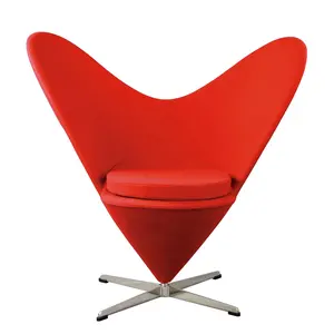 Modern Sweety Design Metal Legs Swivel High Chair Fabric Heart Shaped Cone Chair
