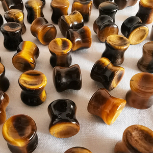 [فع] جديد مقعر + سدادات أذن محدبة مجوهرات ثقب الجسم مزدوجة النمور الصفراء حجر العين عالية الجودة المبيعات الساخنة - Product Image 2