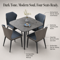 Ensemble de table à manger carrée moderne avec chaises rembourrées, plateau en bois gris et blanc, pieds noirs, hauteur réglable, meubles pour la salle à manger