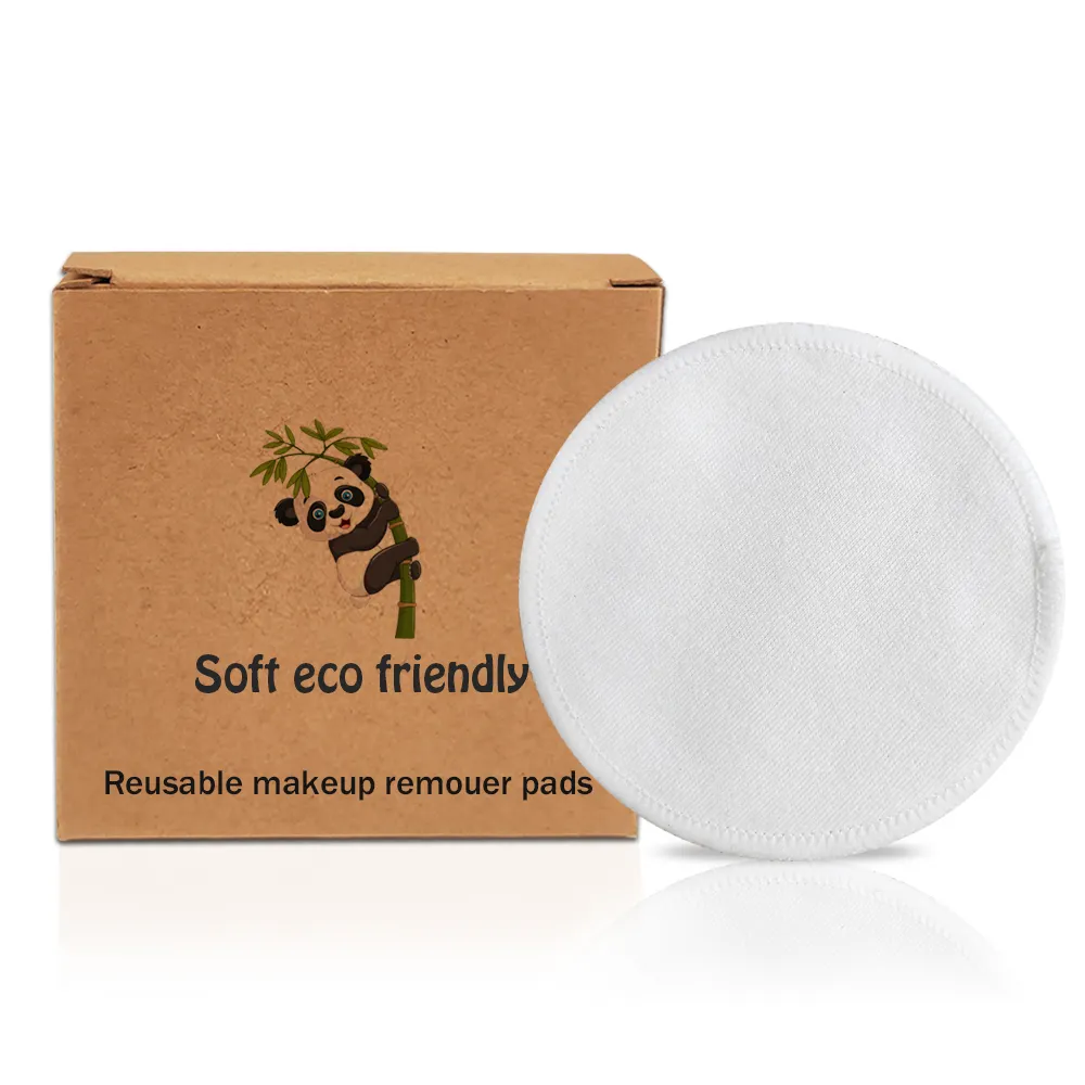 Eco Friendly pulito rotondo personalizzare batuffolo di cotone scatola di carta Kraft scarico trucco riutilizzabile batuffolo di cotone di bambù