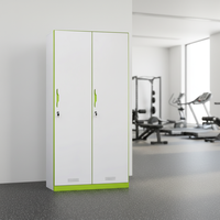 Casier de rangement en métal imperméable avec serrure à clé et deux portes pour salle de sport et salon - Armoire