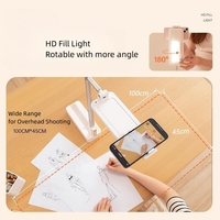 Support de téléphone portable universel pliable et flexible avec lumière d'appoint, étanche, rechargeable et réglable en hauteur pour bureau