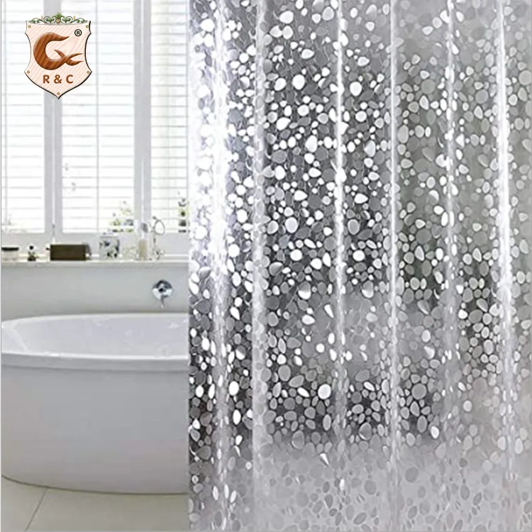 Wholesale Anti-Microbial Peva Shower Curtain Liner Clear Waterproof 3d Transparent Digital Printing Shower Curtains For Bathroom