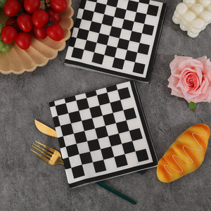 Black And <b>White</b> Checkerboard Paper Napkins Square Double Layer Party Tableware 330mmx2 - Product Image 1