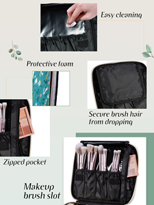 Floral <b>Print</b> Portable Makeup Case With Adjustable Dividers <b>Large</b> Travel Cosmetic Organizer Bag with <b>Extra</b> Small Cosmetic Pouch - Product Image 4