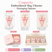 Breloques de sac brodées personnalisées style Coquette, porte-clés en tissu floral pour fille douce, étiquettes cadeaux personnalisées, vente en gros