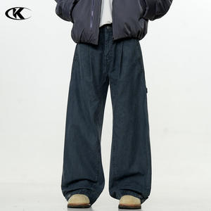 11Kn stile americano Scimitar pantaloni Cargo da uomo donna Vintage larghi snellenti Casual semplice alla moda in cotone Spandex Mid boscaiolo - Product Image 3