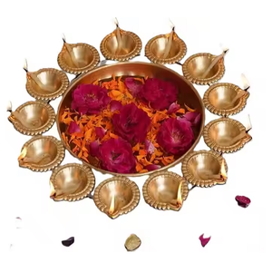 Brass Finish Urli Diya Stand for Pooja Room Decor Ideal for Mandir Use Indian Festival Decoration and <b>Candle</b> <b>Oil</b> Lamp Display - Product Image 3