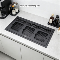 Station de café commerciale en acier inoxydable 304 avec plateau de récupération de gouttes de bière et 3 trous de drainage pour comptoir, idéale pour le café à la cafetière.