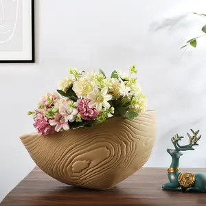 Design creativo fatto a mano a forma di barca grande vaso in ceramica scandinava Ikebana vaso per la decorazione della casa di alta qualità