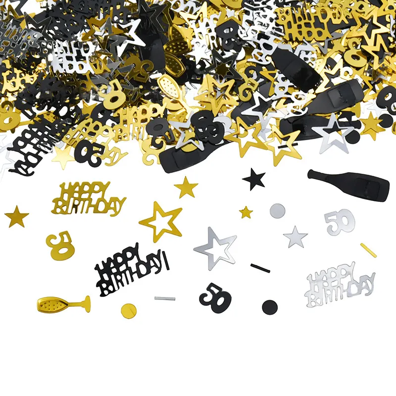 ニコロファクトリーカラフルメタリックスターシャンパンボトルドットケーキパーティーデコレーション用品新年あけましておめでとうございますお誕生日おめでとう紙吹雪