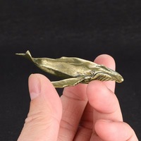 Sculpture artisanale miniature antique de baleine, statue d'ornement de requin