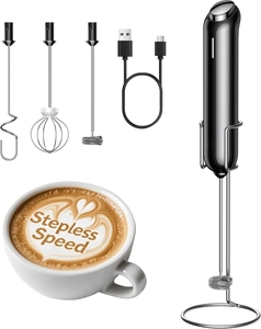 Fouet <span class=keywords><strong>mousseur</strong></span> à lait à vitesse variable, baguette de <span class=keywords><strong>mousseur</strong></span> à café rechargeable avec double fouet détachable - Product Image 1