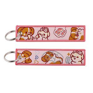 Dessin animé pilule fruit papillon tissage étiquette porte-clés pendentif étudiant Campus ID suspendu décoration tissu porte-clés accessoires - Product Image 5