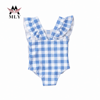 Fabricants de maillots de bain personnalisés, maillots de bain pour enfants à volants, bretelles élastiques, tissu à carreaux, maillot de bain pour tout-petits, maillot de bain de créateur