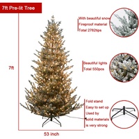 Weihnachtsbaum für Außen- und Innenbereiche von 1,2 m bis 3 m – Künstlicher Weihnachtsbaum Grün mit Schnee aus PE/PVC, Beflockt und Vorbeleuchtet mit LED