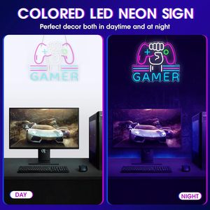 ไฟนีออน LED สำหรับเกมเมอร์ ไม่ต้องติดตั้ง ใช้ตกแต่งภายในร้านอินเทอร์เน็ตคาเฟ่ คลับ ไฟสร้างบรรยากาศ รูปทรงจอยเกม - Product Image 1