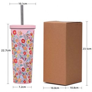 Nuevo Vaso Térmico de Acero Inoxidable de 830ml con Aislamiento al Vacío y Boca Ancha para Boba, Taza de Té de Burbujas Estampada con Pajita, Ideal para Viajes y Regalos 2026 - Product Image 5