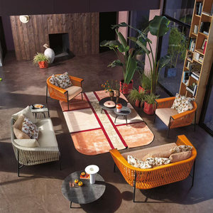 Ensemble de canapés d'extérieur modernes, cadre en aluminium, tissage de corde, coussins imperméables, mobilier de jardin, patio, balcon, hôtel - Product Image 4