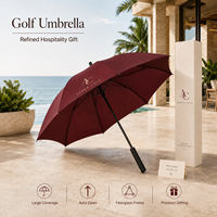 Parapluie de golf de grande taille à ouverture semi-automatique, résistant au vent, avec cadre en fibre de verre à 8 baleines, personnalisable avec logo, pour hôtels et complexes hôteliers