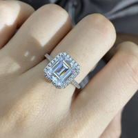 Nouvelle version, grande taille, moissanite 4 carats, sertissage à griffes sans défaut, plaqué argent, argent 925, bague de fiançailles et de mariage pour homme