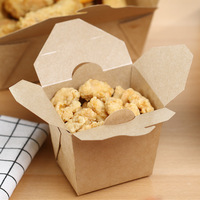 Boîte d'emballage alimentaire jetable en papier kraft, résistante aux fuites et à l'huile, pour la livraison de nourriture de rue et les restaurants