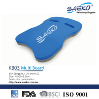 SAEKO KB03 Tabla de Natación Profesional Ecológica de Espuma EVA Impermeable, Densidad Alta 130kg/m, 40x30x3.5cm, Azul/Gris