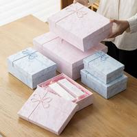 Coffret Cadeau Rigide Rectangulaire avec Ruban et Nœud, Sac Fourre-tout en Papier avec Fenêtre, Carte de Vœux, Boîte Cadeau Vide pour Anniversaire