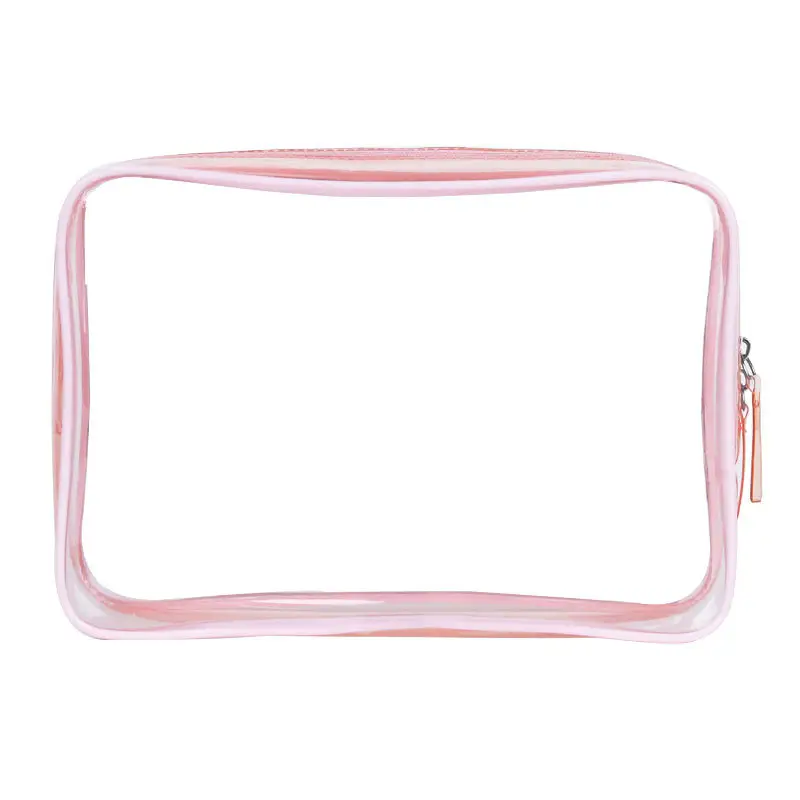 Großhandel Hoch leistungs wasserdichte Damen Make-up Reise Toiletten artikel Pink Make-up Reiß verschluss tasche Benutzer definiertes Logo Clear Pvc Kosmetik tasche