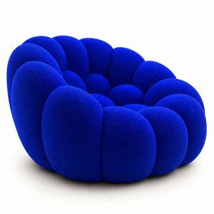 Electric Blue Fabric Bubble Lounge Chair Oversized <strong>Bean</strong> <strong>Bag</strong> Armchair <strong>Boucle</strong> Cloud Modern Designer Reclining Soft Comfort Living - Product Image 1