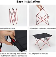 WOQI BBQ pique-nique table d'extérieur table pliante en tissu pour l'extérieur famille camping table à cadre en aluminium