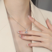 Kalung Hati Bergerak Trendy Perak 925 Liontin Halo Pave Warna Platinum Emas Hadiah untuk Wanita