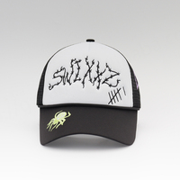 Casquette de sport et de mode hip-hop à 5 panneaux en tissu éponge, avec logo brodé et imprimé personnalisé, style trucker en maille et mousse, avec cordon, pour l'hiver et le cyclisme