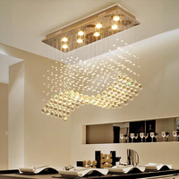 Lustre en cristal créatif rectangulaire moderne pour lampe à suspension de comptoir de restaurant et de bar avec hauteur réglable