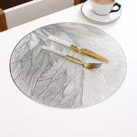 STARUNK Napperons ronds en vinyle doré métallisé effaçable, 3 mm d'épaisseur, design classique, résistants à la chaleur et imperméables