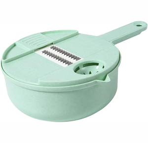 Eco-Friendly Manual <b>Vegetable</b> Chopper Potato <b>Fruit</b> Cutter Kitchen Wheat Straw Slicer Custom Logo Wheat Straw + Stainless Steel - Product Image 1