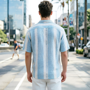 Camisa de punto personalizada para hombre, cárdigan informal de punto, camisas de punto de ganchillo para hombre, suéter de camisa abotonada extragrande para hombre - Product Image 2