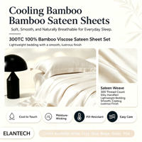 Ensemble de draps plats 4 pièces en fibre de bambou 100% tissée, respirant, biologique, écologique, style occidental, toutes saisons, 300TC