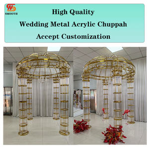 Chuppah dorée de luxe lisse hauteur réglable mariage Mandap acrylique clair Mandap arc de mariage décoration - Product Image 2
