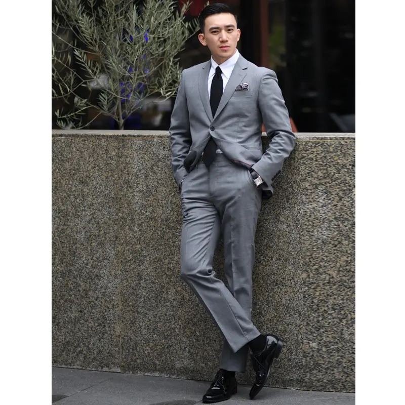 High Quality Custom Formal 2 Piece Men's Business Wool Blazer and Pants Wedding Party Men's Suit