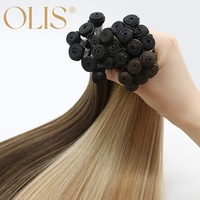 OLIS 100g Extensions de cheveux humains doublement étirés, nouveau trame nouée à la main, style Water Wave, cheveux russes, trame Genius