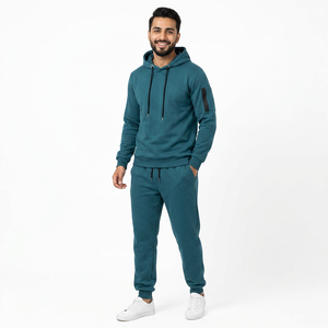 Conjunto Deportivo Unisex, Chaqueta con Capucha Personalizada, Pantalones Jogger Ajustados, Traje Deportivo Ligero, Estampado Animal Sólido, 100% Algodón, Lavado Ácido - Product Image 1