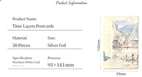 Lot de 30 cartes postales personnalisées style journal ancien, estampillées argent, pour scrapbooking décoratif