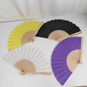 พัดไม้ถือผ้าแฟนๆโลโก้กำหนดเอง23ซม. กรอบไม้ไผ่สำหรับงานแต่งงานส่วนตัวของชำร่วยขายส่งจำนวนมาก - Product Image 4
